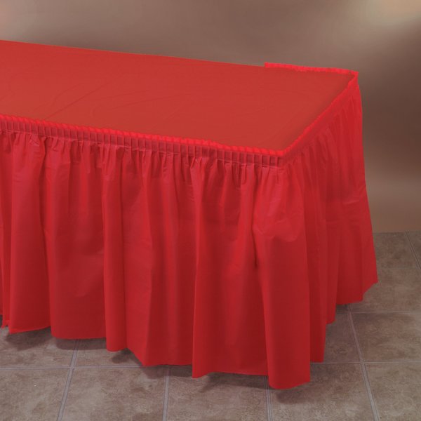 Hoffmaster 14Ft x 29" Red Plastic Tableskirts, PK6 110011